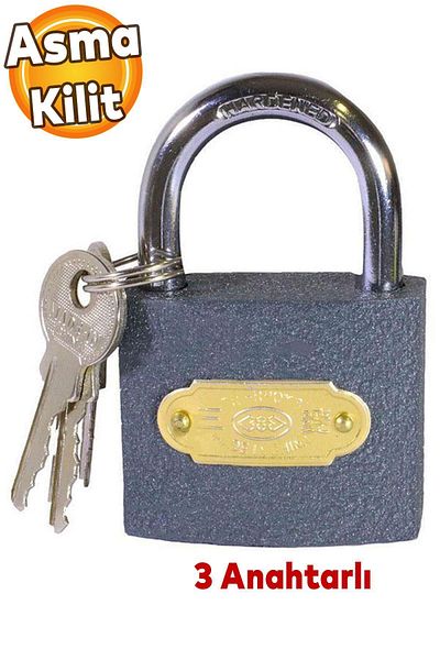 Badem10 Padlock Short Hook Gray 50 Mm 3 Keys
