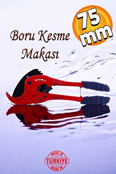 Badem10 Vira Pvc Profesyonel Plastik Boru Kesme Makası 75 mm Çelik