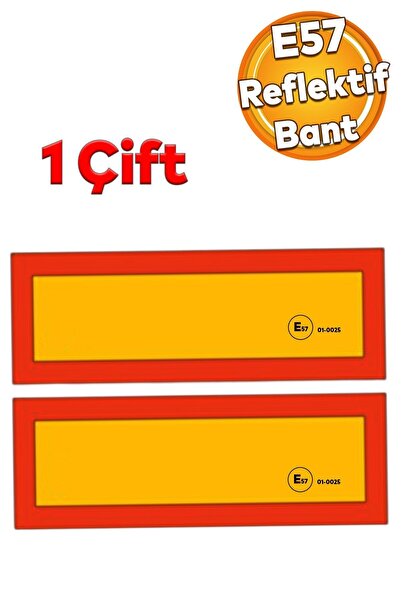 Badem10 Tüvtürk Uyumlu E57 Reflektörlü Fosforlu Tır Kamyon Dorse Çekici Arkası BANT 20 cm x 56.5 cm 1 ÇİFT