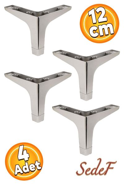 Badem10 Mobilier de lux Sedef Canapea Masă de cafea Unitate TV Picior fotoliu 12 cm Picioare cromate (4 buc.)