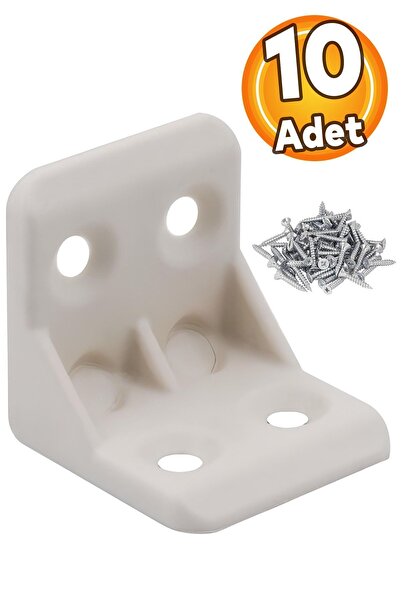 Badem10 Mobilya Eşya Dolap Köşebent Bağlantı Sabitleme Sabitleyici L Gönye 25x25x25 Mm Krem (10 ADET)