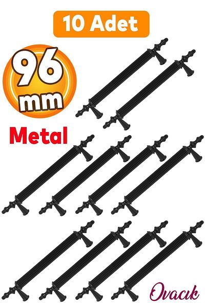Badem10 10 bucăți de mobilier pentru bucătărie sertar dulap dulap capac metal negru mâner mâner 96 mm