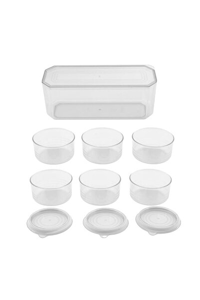 Badem10 Picnic Plate Plastic Durable with Lid Breakfast Set 7 Pcs Plate Breakfast Storage Container Transparent