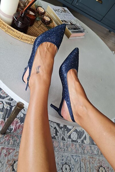 TOPUKLA 036 1313 Topukla Kadın Taşlı Alçak Topuklu Stiletto Abiye Ayakkabı