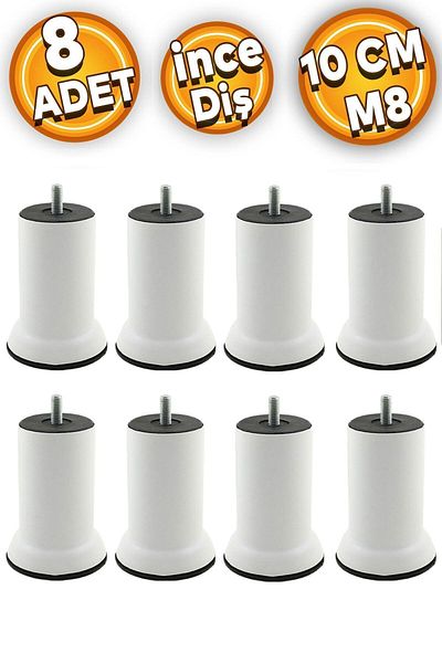 Badem10 Canapea M8 Metal Suport Pat Alb - 10cm 8 Piese Stalp Dinți Fini