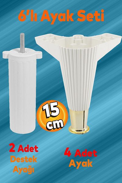 Badem10 Wetra Line Set 6 buc Mobilier Unitate TV Canapea extensibilă Fotoliu Canapea Suport picior 15 cm Aur alb M8 Bolt