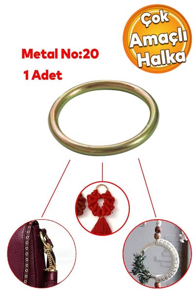 Badem10 Metal Halka Sarı Renk No:20 Duvar Makrome Anahtarlık Süs Eşya Hobi Malzeme Karabina Aksesuar