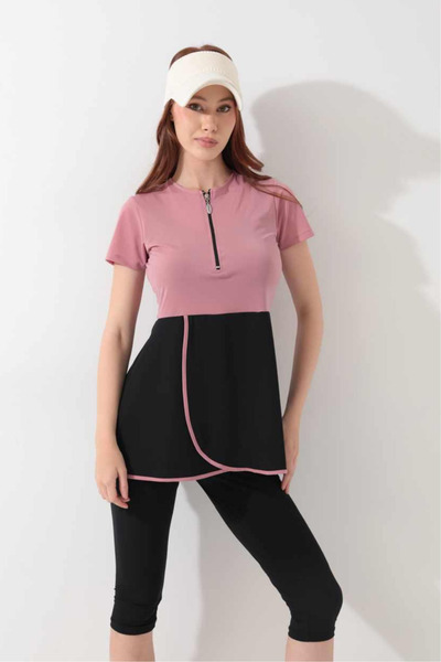 İYİBU Rochie semi-închisă cu fustă cu mânecă scurtă și colanți Costum de baie...