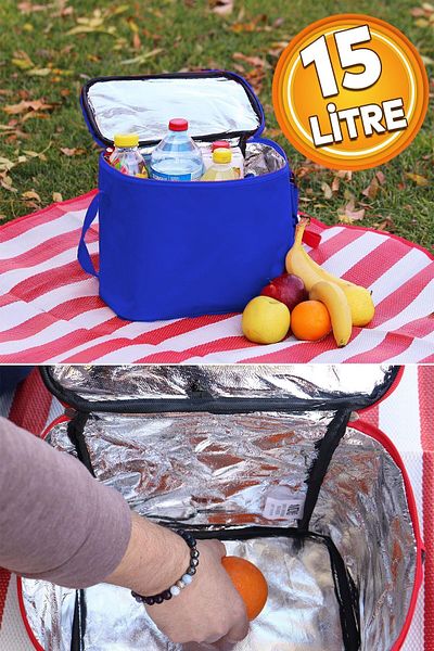 Badem10 Thermos Bag 15 Lt Thermo Picnic Camping Cold Hot Thermal Insulated Food Carry Bag Blue