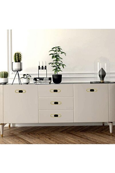 Badem10 Mobilier cu butoane de mare tendință, mâner din plastic negru mat/auriu de 32 mm