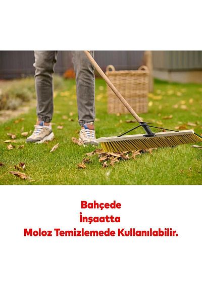 Badem10 Construction Rubble Leaf Sweeping Collecting Park Garden Outdoor Cleaning Wooden Hard Brush 80 cm