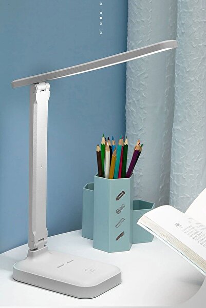 Badem10 2 Adet Şarjlı Led Masa Üstü Lambası 3 Renk Dokunmatik Çocuk Ders Kitap Çalışma Okuma Işığı Gece 9w