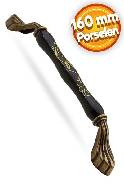Badem10 Faviera (PREMIUM) Mobilier din porțelan Dulap sertar de bucătărie 160 mm-16,0 cm Mâner negru galben antic