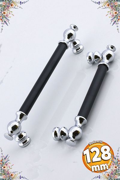 Badem10 Arya (PREMIUM) 128 mm crom negru metal mobilier bucătărie sertar dulap capac dulap 128 mm mâner mâner