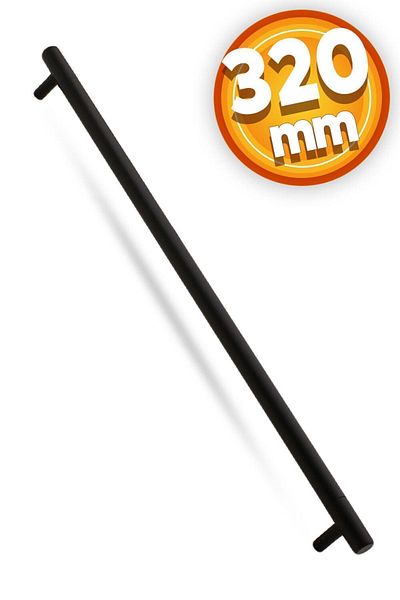 Badem10 Mâner dulap dulap cu sertar Hitit (320 MM-32,0 CM) Mâner metalic negru mat Mâner pentru mobilă Bucătărie
