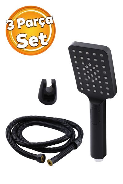 Badem10 3'lü Lüks Banyo Duş Başlığı Seti Fiskiyesi Telefonu Dikdörtgen Başlık...