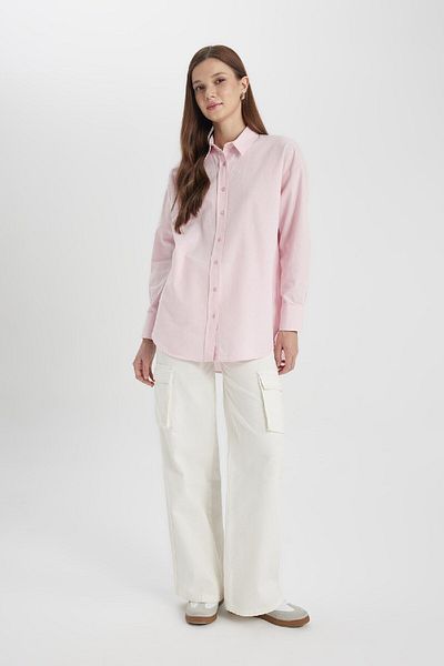 DeFacto Relax Fit Oxford Tunic πουκάμισο - Μακρυμάνικο B8309AX24SP