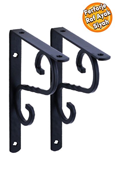 Badem10 Raf Altı Raf Tutucu Metal Ayak Ferforje Siyah 150 x 230 mm 2 ADET