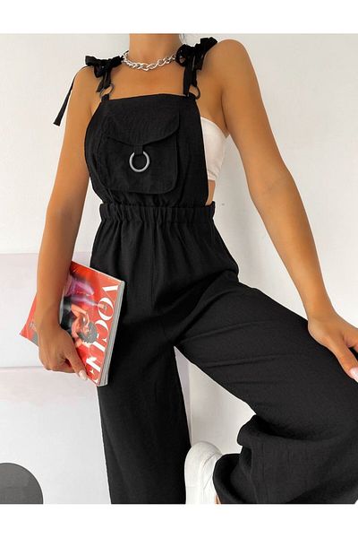 LITTLEMOON Linen Jumpsuit with Adjustable Ring Detail - Rope Strap