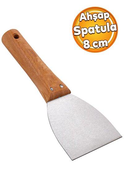 Badem10 Ahşap Saplı Metal Macun Spatula Temizlik Boya Sıva Kazıma Harç Karışt...