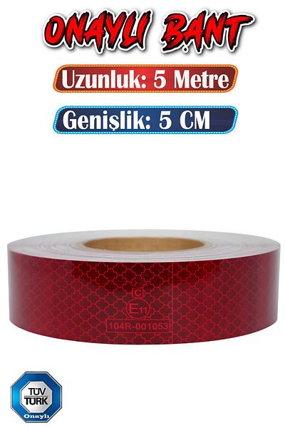 Badem10 5 Meters Red Reflective Phosphorescent Strip Tape - Tuvturk Approved Warning Tape