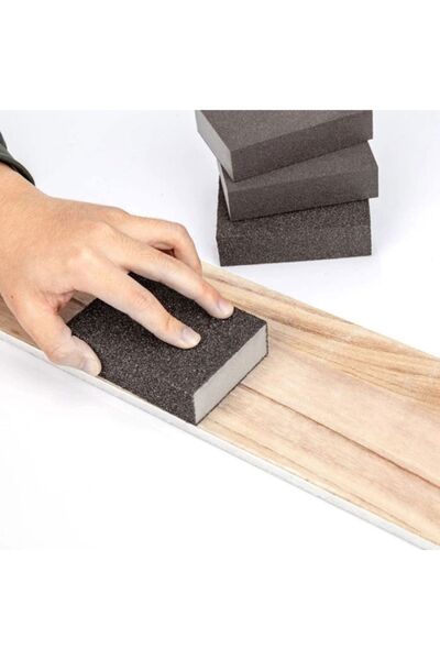 Badem10 Sünger Zımpara (120 KUM) Ahşap Mobilya Çelik Metal Tencere Tava Hobi Takoz El Zımparası Islak Kuru