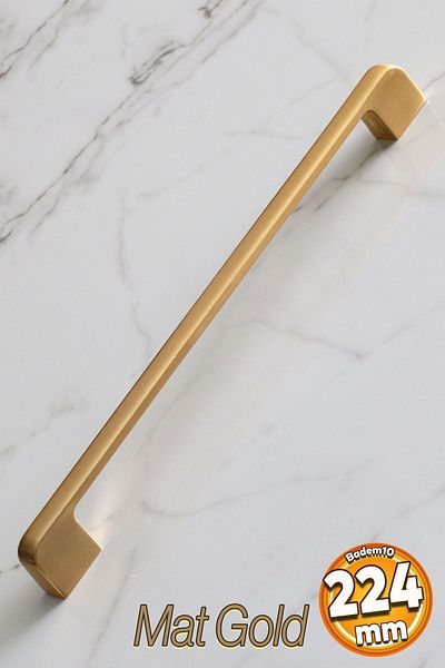 Badem10 Mâner Arel Mobilier de bucătărie - dulap, sertar, mânere uși; Aur mat, metal 224 mm