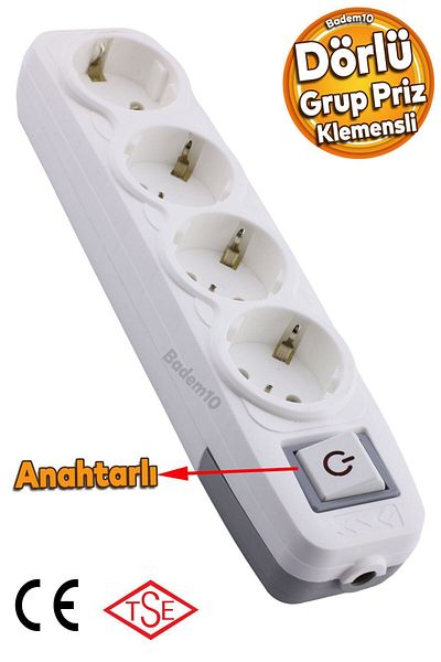 Badem10 4 Group Socket Switched Terminal Plug Socket Grounded Multiple Group Socket Multiplier Quadruple Wireless