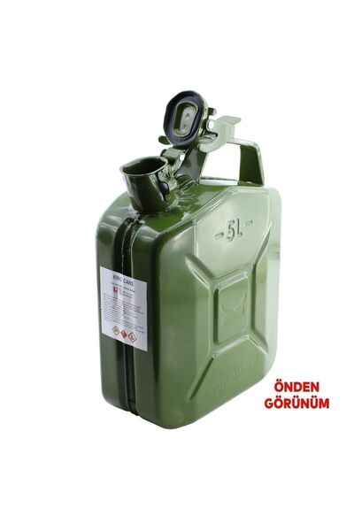 Badem10 Metal Benzin Bidonu 5 Litre Akaryakıt Mazot Taşıma Doldurma Depolama Bidonu Dayanıklı Bidon