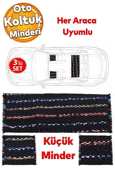 Badem10 Automobile Car Vehicle Seat Protection Rugs Cushion 3 Pieces Small Set Anti-Sweat Cover All Vehicle Compatible