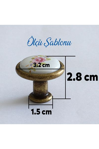 Badem10 Porțelan real (PREMIUM) Mobilier cu butoane florale Sertar de bucătărie Dulap dulap Mâner capac