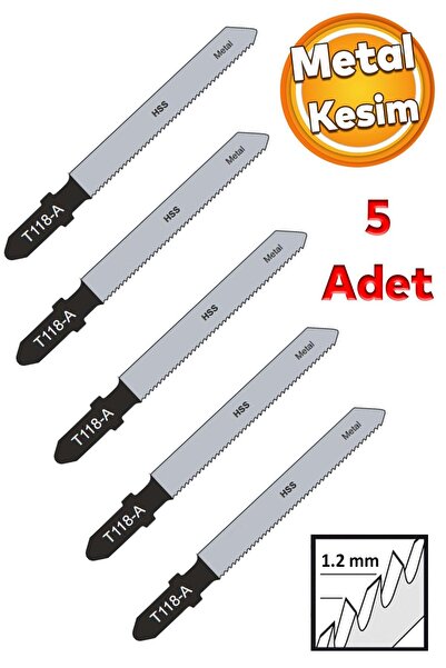 Badem10 Metal Çelik Demir Kesim Dekupaj Testere Bıçağı Yedek 8 cm Metal Bıçak T118A Kesme 5 Adet Set