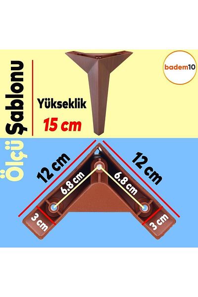Badem10 Kale Set 6 Mobilier Unitate TV Fotoliu Canapea Suport Picior 15 Cm Model Lemn Cafea Picioare Baza