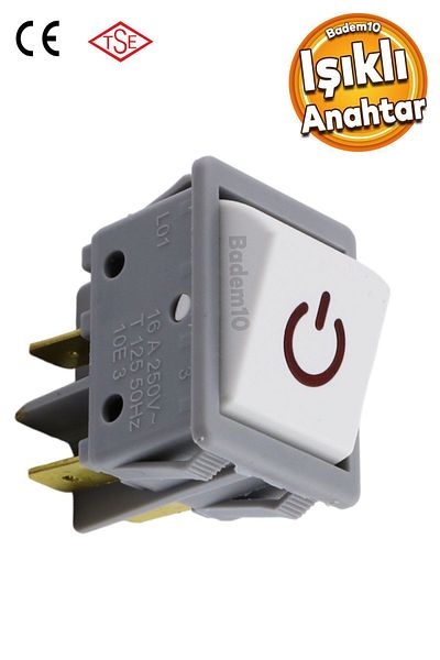 Badem10 White Plastic - Wide Illuminated, Switch on Off Button, Four Feet