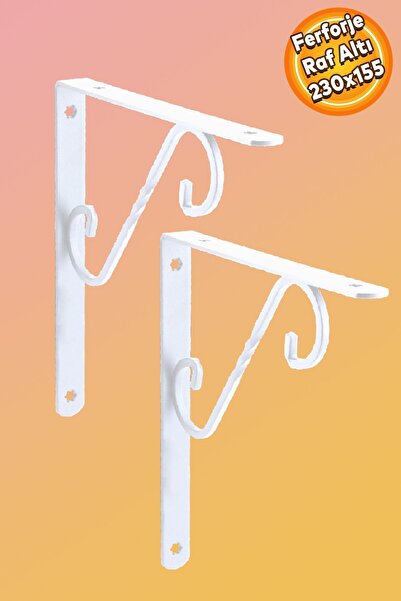 Badem10 Raf Altı Raf Tutucu Ayak Ferforje Beyaz 230 x 155 mm 2 ADET