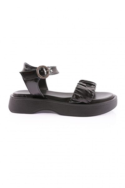 DGN Women's Shirring Banded Thick Sole Sandals Black 59623138