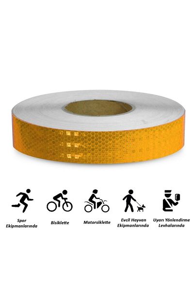Badem10 Yellow Reflective Phosphorescent Strip Tape - Vehicle and Auto Truck Exterior Accessory, 1 Mt