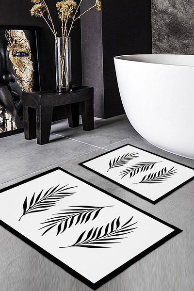 Evmila Set de covoare din 2 piese cu model de frunze (60x100/40x60) Set de covoare de baie
