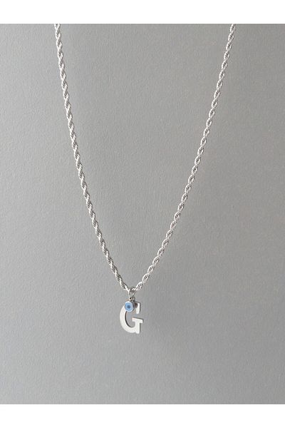 Siya Silver 316L الفولاذ المضاد للتشويه - قلادة فضية اللون عين الشر مطرزة بسلسلة طويلة للنساء