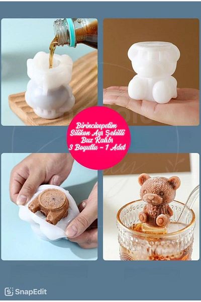 VANCL Silicone Bear Shaped 3D Ice Mold - For Coffee Cocktail Beverage Presentations