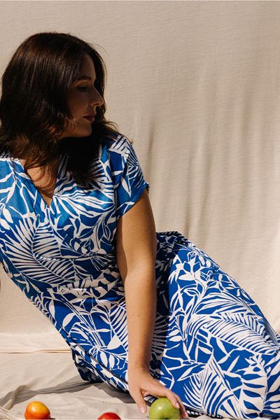 LUOKK Plus Size Print Mia V-Neck Double Breasted Dress