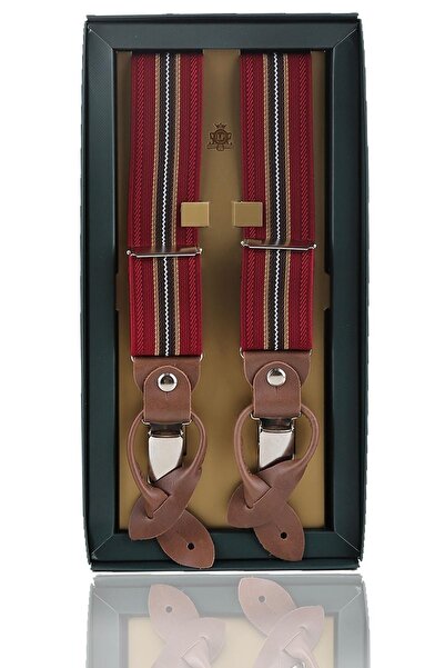 Kravatkolik Crvena Žakard Koža Vješalica za pantalone - Detaljno obrađeno dug...