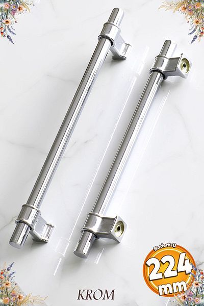 Badem10 Mâner metalic plat cromat Hisar 224 mm Mobilier Bucătărie Sertar Dulap Mânere dulap Mâner