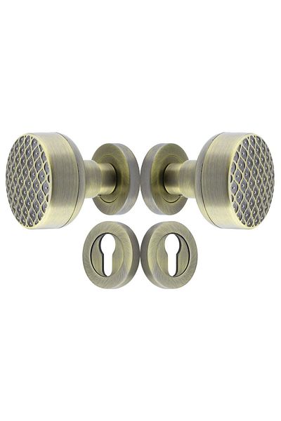 Badem10 Linda Exterior Door Knob Knob Handle Metal Knocker Antique Yellow Door Handle Yale Suitable for Left and Right 1 Set