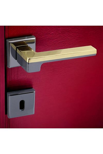 Badem10 (D1 SET) Defne Lux Smoked Gold Square Rosette Compatibil Mâner potrivit pentru dreapta și stânga Mânere uși camerei