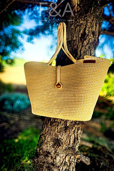 F&A COLLECTION Τσάντα παραλίας Σχοινί από γιούτα Ειδικού Σχεδιασμού Χειροποίητο