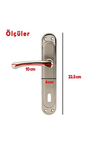Badem10 Kumrucan Nickel Satin Room Door Handle Suitable for Left and Right, Front and Rear (1 SET)