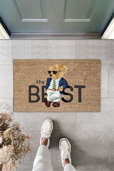 Dormot Home Decorative Digital The Best Teddy Bear Beige Door Mat Outdoor Doormat