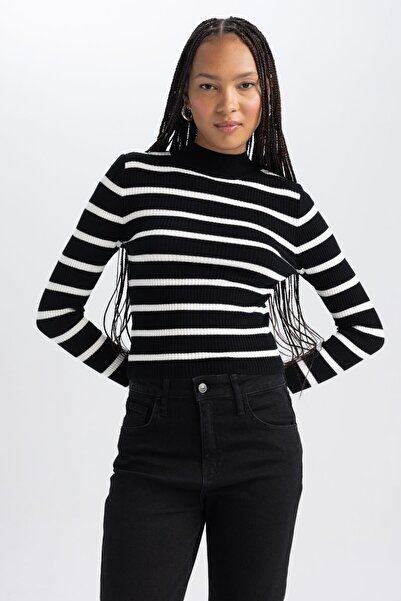 DeFacto Poloviční rolák Slim Fit pruhovaný svetr - A2056ax23au