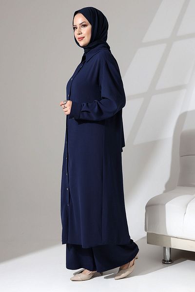 Berel Moda Σετ γιακά πουκάμισου με κουμπωτά - Λεπτομέρεια μπροστά και μανσέτες